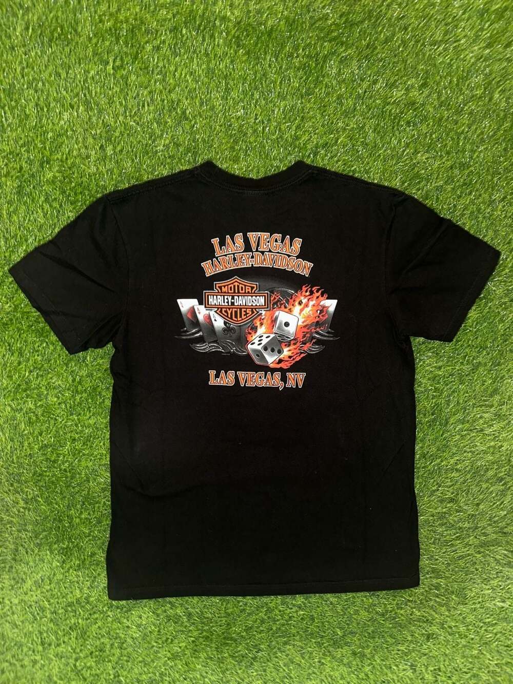 Harley-Davidson Las Vegas Flaming Dice T-Shirt Size L Black
